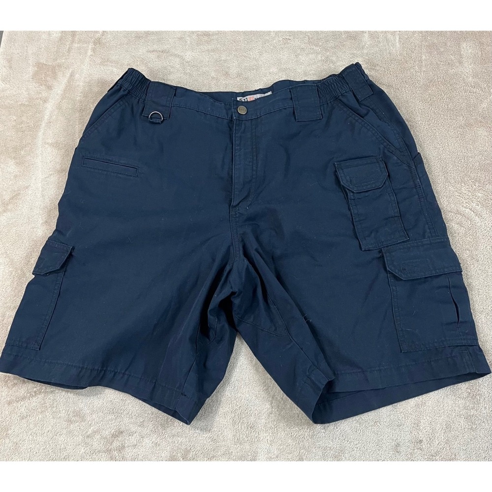5.11 Tactical Ripstop Cargo Shorts Men Size 38(36) Navy Blue D-Ring Pocket EUC